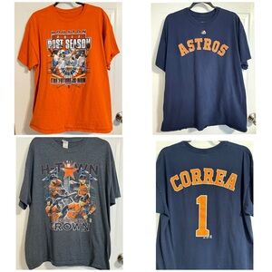 MLB Lot of 3 XL Houston ASTROS T-Shirts Correa 2017 2018 H-Town